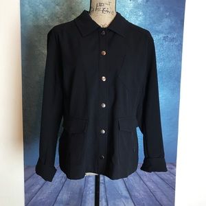 CHICOS Women Black Buttons Down Shirt Top Size 2